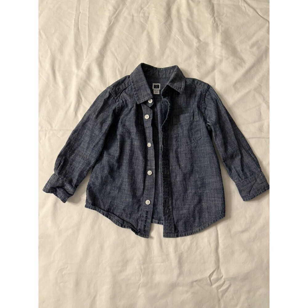 Janie and Jack Blue Cotton ButtonDown Dress/Casual Shirt Long Sleeve Size 12-18m
